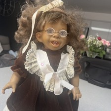 Art Marca Vintage expression Doll with brown curly hair and glasses