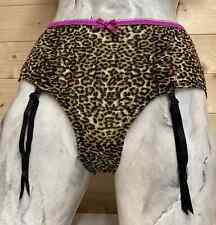 LEOPARD PRINT MESH SUSPENDER BRIEF SIZE 14 WITH REMOVABLE STRAPS