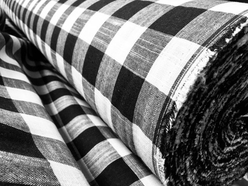Gingham linen checked fabric - gingham,