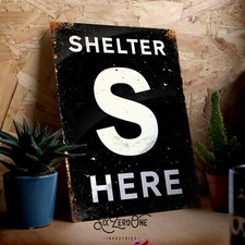Ww2 shelter here metal sign - metal,