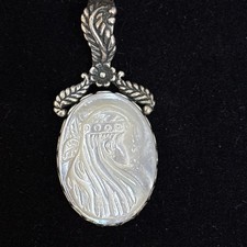 Carolyn Pollack Sterling Silver Navajo Carved MOP Cameo South Western Pendant 