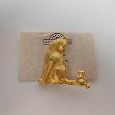 JJ Signed Cat & Mouse Brooch