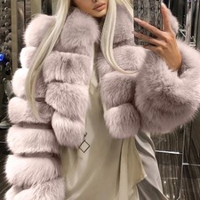 ⭐Women Luxury Fluffy Faux Fox Fur Coat Jacket Short Cardigan Winter Warm Outwear