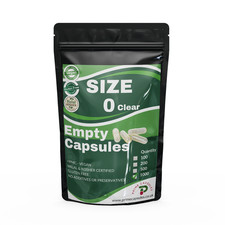 1,000 HPMC Vegetarian Vegan Clear Empty Capsules Size 0 Halal Kosher certified