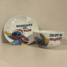 Disney Lilo & STITCH Ceramic CHRISTMAS Side Plate & Bowl 2 Piece Set Gift