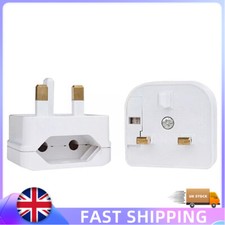 New EU 2 Pin to UK 3 Pin Plug Power Adapter Converter Mains Fused Adapter White