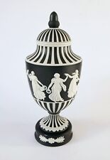 Wedgwood Black Jasperware Lidded Urn Dancing Hours