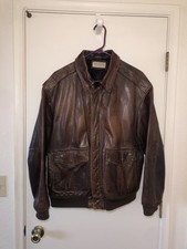 Vintage Classic Banana Republic Dark Brown Leather A2 Bomber Flight Jacket 38 M