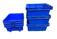 6 x Strong Plastic Stackable Nestable Storage Boxes 60 x 50 x 25cm Fish Landing