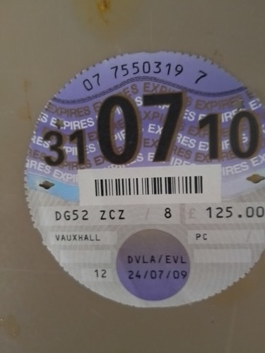 Car tax disc from 2009 - tax,