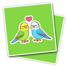 2x Vinyl Stickers Budgie Couple Love Heart #59618