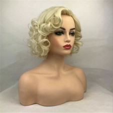 Women Wig Ladies Short Curly Daily Light Blonde Gold Natural Synthetic Wigs