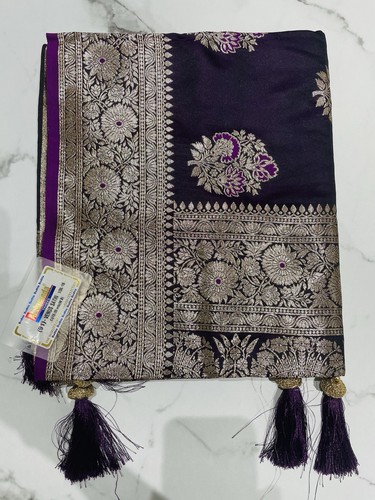 Dark purple silk katan - dark, saree