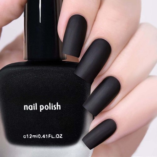 Black nail polish matte - black,