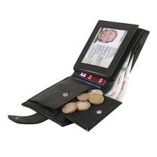 New Black Real Leather RFID