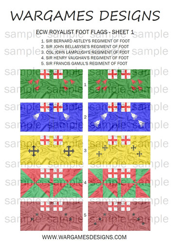28mm ecw royalist foot flags - foot,