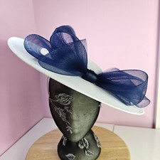 white navy large fascinator