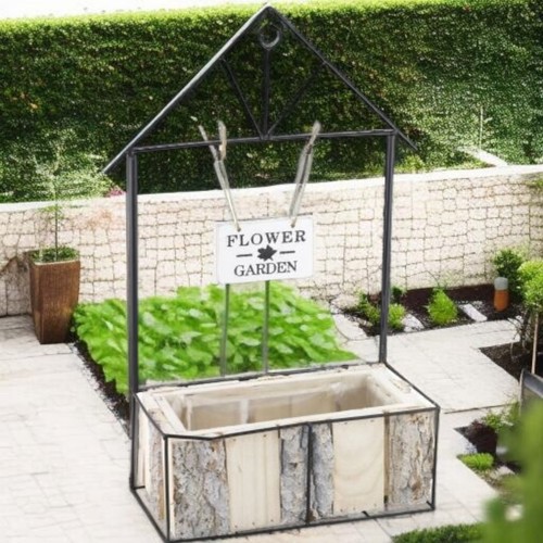 Rustic metal house planter - rustic,