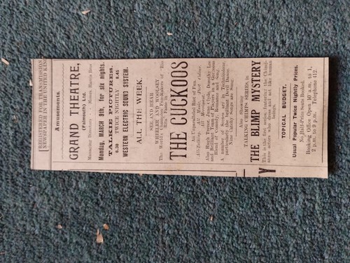Sk212 ephemera 1931 falmouth - sk212,