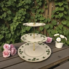 Vintage 3 Tier Colclough Ivy leaf Bone China Cake Stand