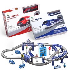 Auto-Car Electric Rail Car Racing Track Set Kids Toy Race Game Railway 92PCS