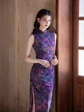 Purple Butterfly Qipao Dress
