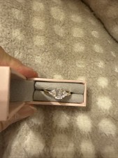 QVC Diamonique Sterling Silver Gold Played Ring Size P