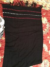 Marks & Spencer Black Pashmina Embellished With Satin Ribbons VGC ⭐️