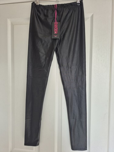 Shiny leather look leggings - leather,