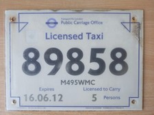Decommissioned TFL London Taxi Plate