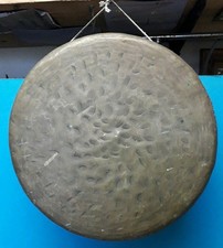 Antique Hand Made Heavy Large  Brass Gong 2.7kg 35x6.5x5cm G