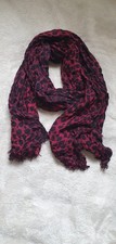 Women’s Black Red Leopard Print Scarf Wrap Shawl Fringe Edges
