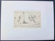Eileen Soper 1921 Etching "The Giant Stride" Signed In Pencil & Titled On Matte