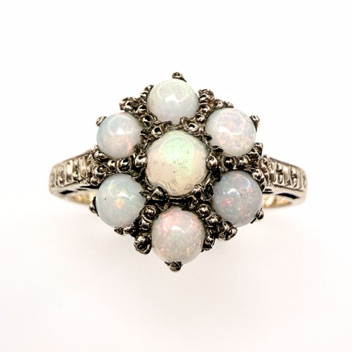 9ct gold opal - gold, cluster