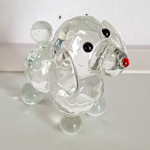 Unmarked clear glass dog - glass,