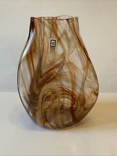 Mdina Glass Vase Brown Swirl