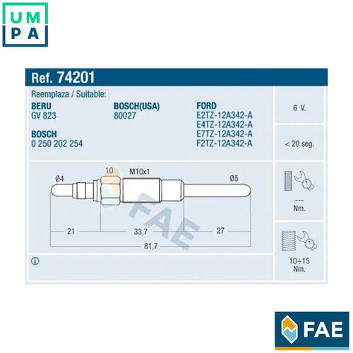 Glow plug 74201 for - glow,