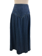 Per Una Women's Skirt Size 14 Blue Denim Yoke Waist Back Zip Cotton Blend New F1