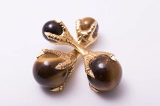 Timeless Tiger's Eye Ba1l 18K Yellow Gold Over Eagle Claw Cufflinks For Men's 2P