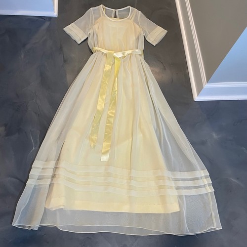 Vintage yellow sheer overlay - yellow,