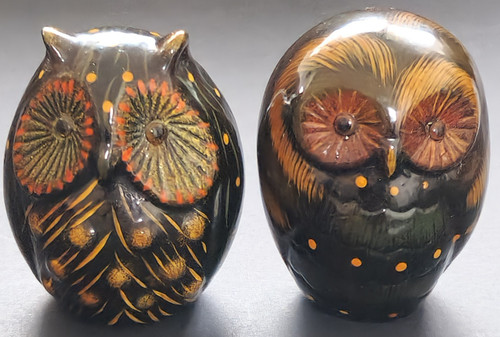 Vintage owl figures pair hand - figures,