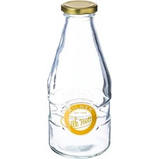 Kilner 568ml 1 Pint Milk Bottle Vintage Glass Serving Jug with Gold Lid