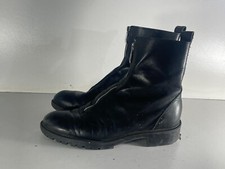 Zara Trafaluc Ladies Shoes Size 3/36 Black Leather Front Zip Ankle Boots  -B233