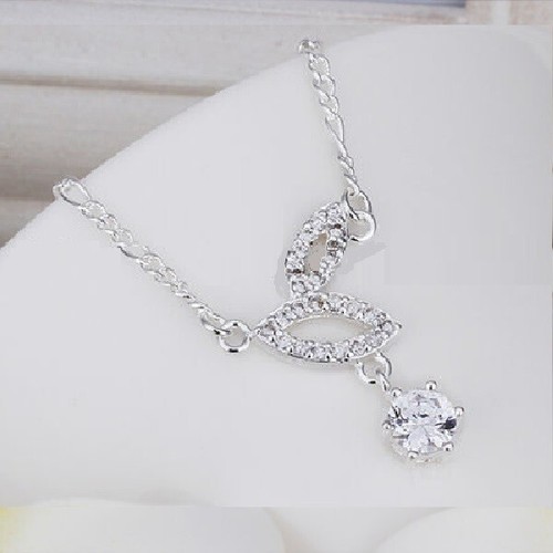 Anklet crystals leaves - anklet, 925