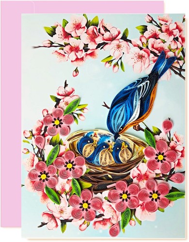 Birds quilling greeting - card,
