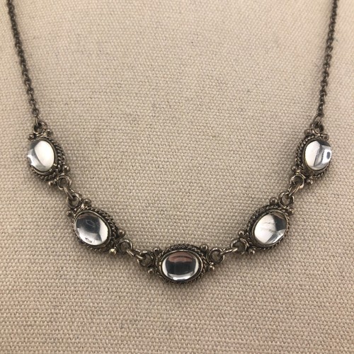 Vintage link necklace silver - necklace,