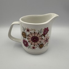 J & G Meakin Milk Jug Pink Filigree Creamer Vintage 1960s England Floral Pattern
