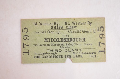 Railway ships crew ticket - railway, gwr