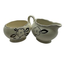 Vintage Lancaster Sandland Ware Cream & Sugar Set Hand Painted Floral Gold Trim