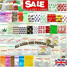 100 Clear & Printed Zip lock Bags New Small Plastic bag Grip Seal Poly Baggies